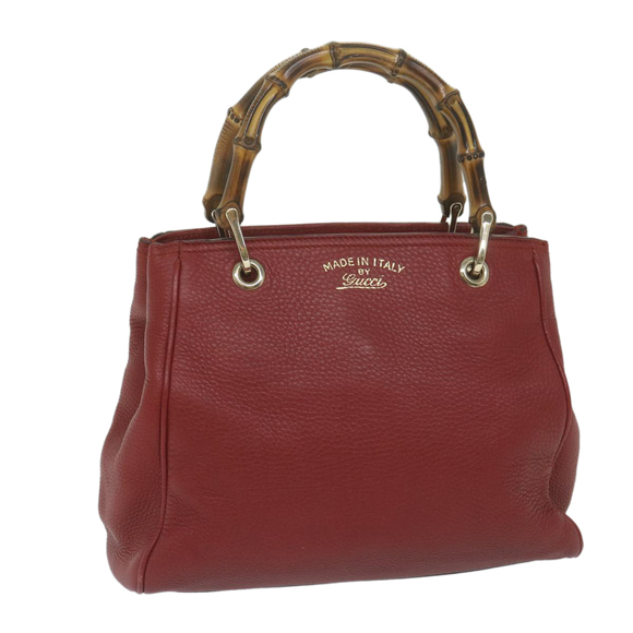 GUCCI Handbags - GUCCI Bamboo Hand Bag Leather Red 336032 Auth ep2891